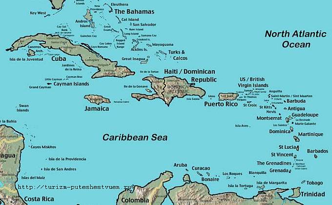 Антильские острова на карте 